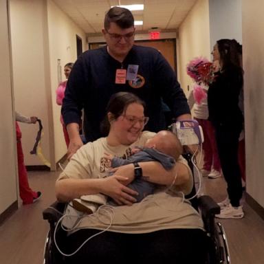 Brooks Joseph had a special farewell parade as he made his way out of the hospital to go home.