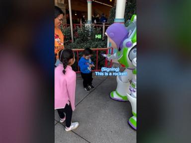 WATCH:  Toddler uses ASL to communicate with Buzz Lightyear at Disneyland