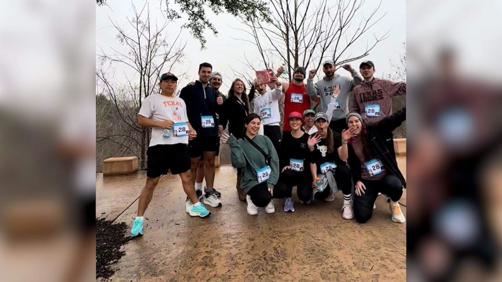 Jacob Melego was training for a half marathon when his girlfriend and friends caught him off guard and joined him on his run for his 28th birthday.