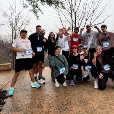 Jacob Melego was training for a half marathon when his girlfriend and friends caught him off guard and joined him on his run for his 28th birthday.