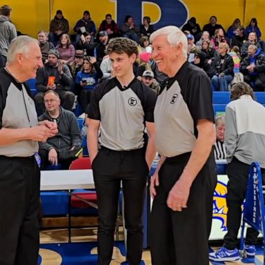 John Klinnert and his longtime referee pal, Chuck Evert, are showing Klinnert's grandson, Andrew, the way of the court.