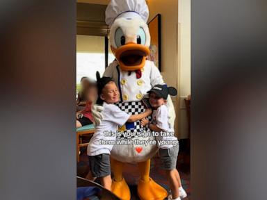 WATCH:  Kids can't contain excitement seeing Donald Duck in person