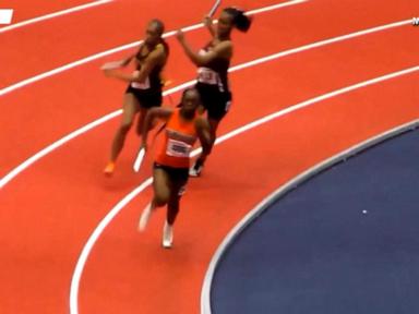 WATCH:  High school runner hit in head with baton during race