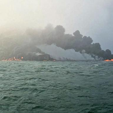 VIDEO: Container ship with toxic chemicals and US oil tanker collide in North Sea