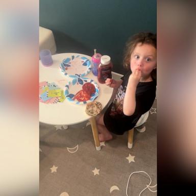 Mom Ali Jones said her daughter Harper was being a “little too quiet” and found her eating a fistful of ketchup from a plate in front of her.