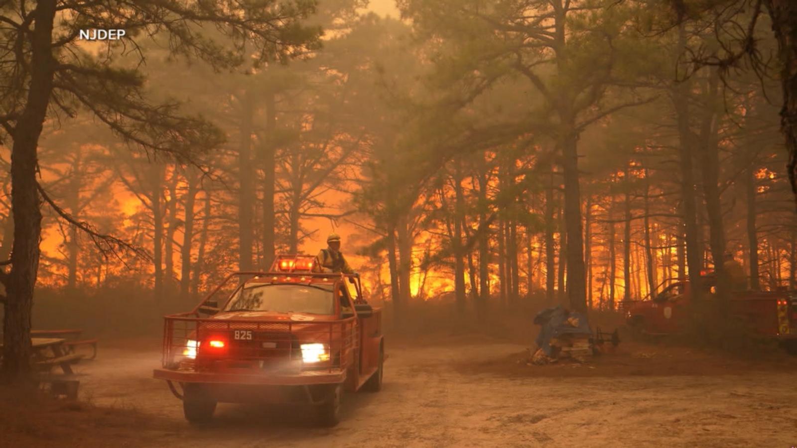 VIDEO: New Jersey wildfire only 50% contained