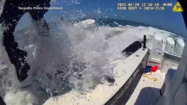 Marine police stop runaway boat in waters off Florida