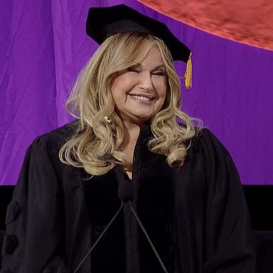In a hilarious and moving address to Emerson College graduates, actress Jennifer Coolidge recounted growing up as a paranoid child and later realizing her "insane expectations" could come true.