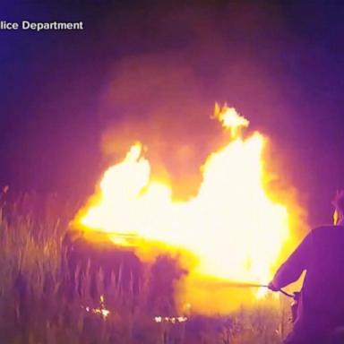 VIDEO: Good Samaritan and officers save woman from burning car