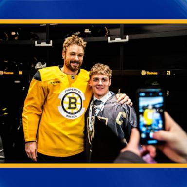 VIDEO: Bruins welcome Rhode Island high school hockey team