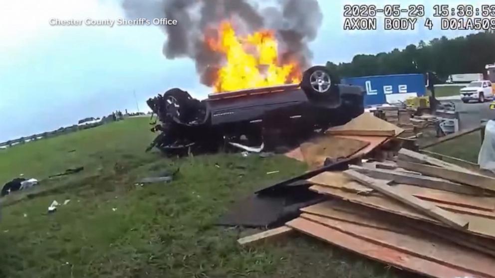 VIDEO: Woman rescued from burning car speaks out