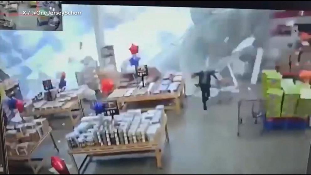 VIDEO: BJ's roof collapses from heavy rain