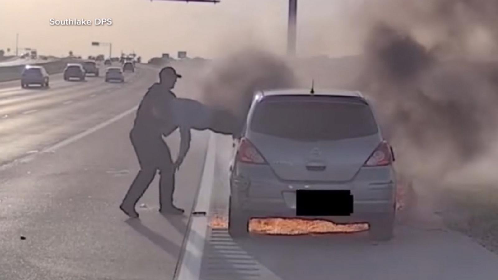 WATCH: Officer speaks out after dramatic burning car rescue