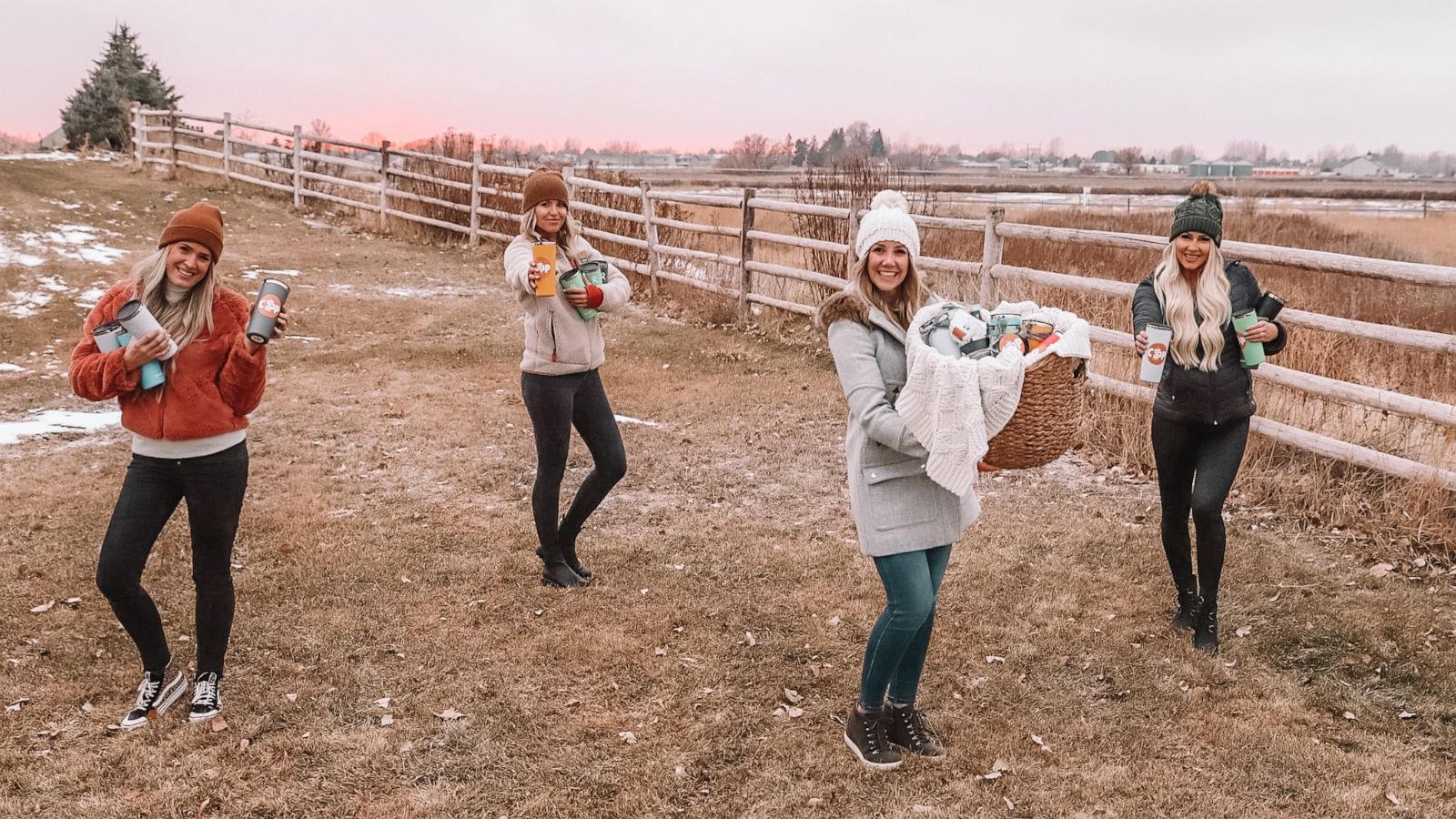 PHOTO: (From left to right) Candace Jones, Jenna Johnson, Courtney Adans and Melanie Powell pose for a photo with their "hugs in a cup" to give to health care workers.