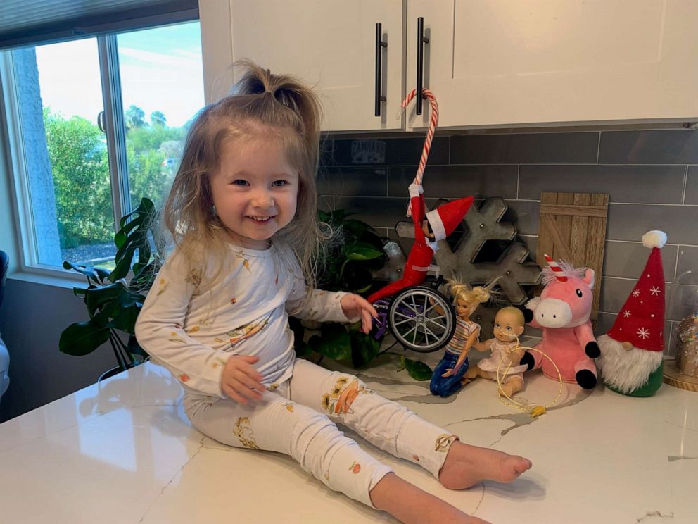 PHOTO: Samantha Lackey created an inclusive Elf on the Shelf for her daughter, Stella, who has spinal muscular atrophy.