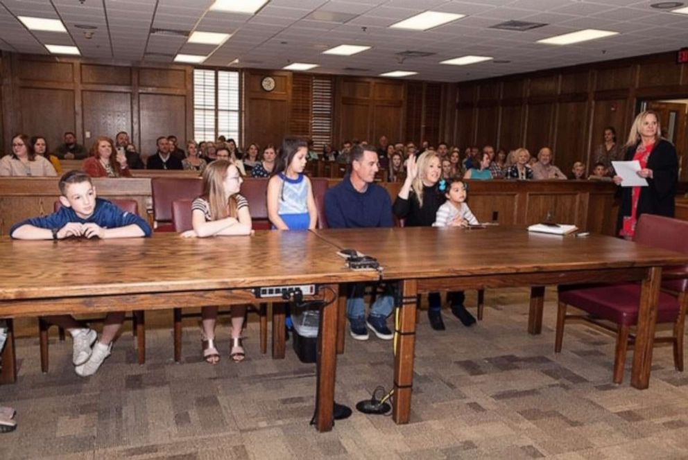 PHOTO: Selah Scott, 8 and Skye Scott, 2, were adopted in Lubbock, Texas, on March 5 by Suzanne and Colt Scott. The girls join new brothers and sisters, Ryder, Sydney and Jett Scott.
