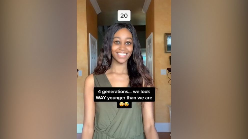 PHOTO: Lizi Harden 20, her mother, Edith Davidson, 49, Auntie Edith "Ray Ray" Keys, 67 and Grandma Hattie, 102, took part in TikTok's generations challenge. Seen in this video screen grab is Lizi Harden, a rising senior at Miami University.