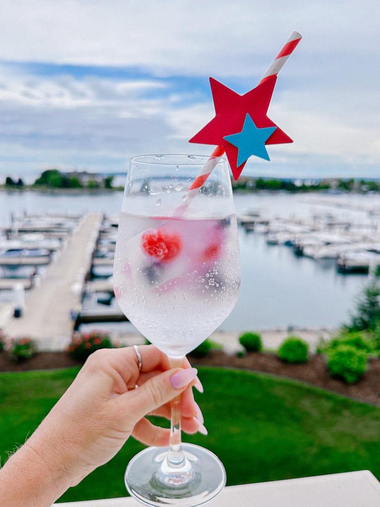 PHOTO: Red, white and blue ice cubes with DIY paper star straws.