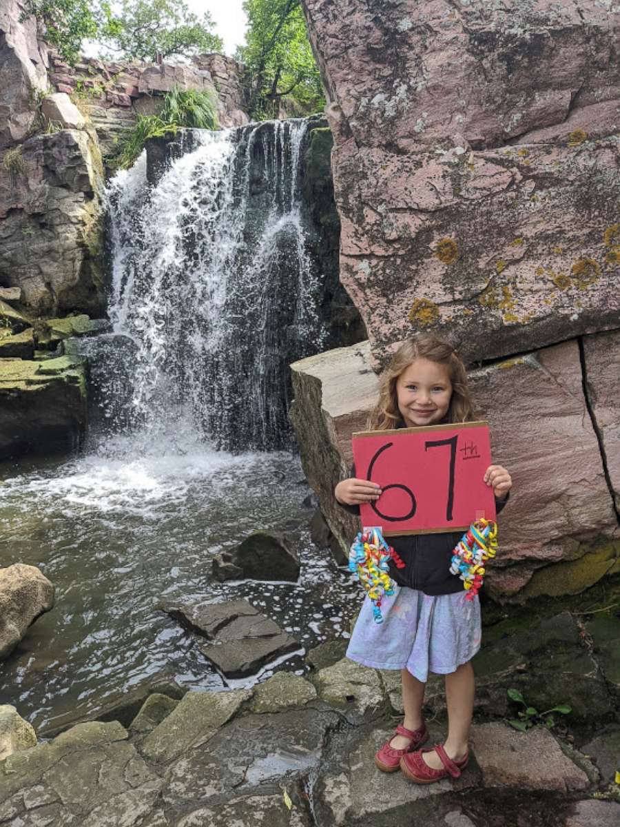PHOTO: When Minnesota extended its lockdown and mom Colleen Radke didn't go back to work, she and her daughter Wynn, 5, set out to chase waterfalls. They saw waterfalls all over their home state and some in Wisconsin.