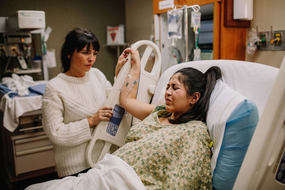 PHOTO: Stephanie Cabrera from Reborn From Within, took these photos of intended mother Olatz Mendiola Marinas and surrogate Celeste Remediz at the birth of baby Kala. 