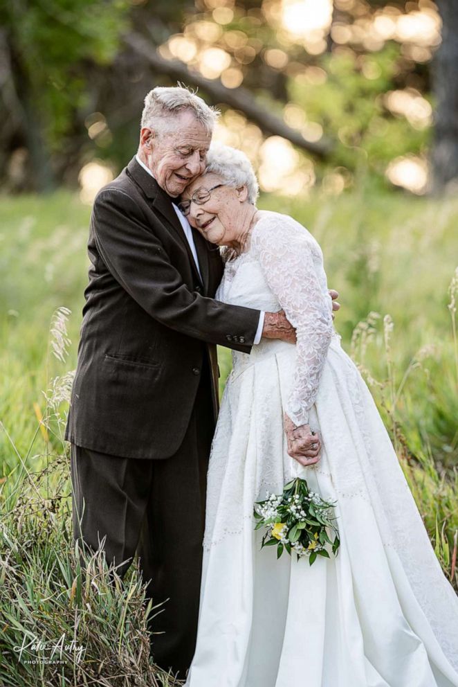 PHOTO: Lucille and Marvin Stone of Kearney, Nebraska, wed on Aug. 21, 1960. Photographer Katie Autry photographed the couple in their original wedding attire. The images garnered thousands of shares on Facebook.