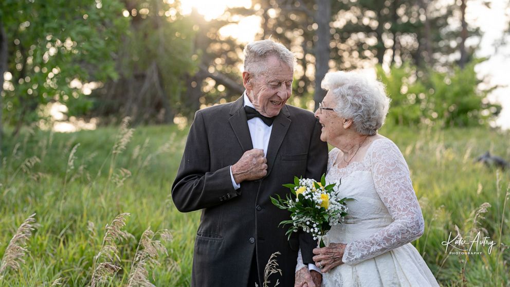 PHOTO: Lucille and Marvin Stone of Kearney, Nebraska, wed on Aug. 21, 1960. When their 60th anniversary was approaching, Lucille contacted photographer Katie Autry and asked if she would photograph he rand her husband in their original wedding attire.