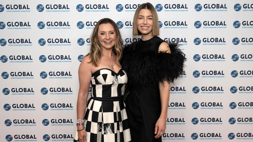 PHOTO: Beverley Mitchell and Jessica Biel attend the Global Down Syndrome Foundation's 16th Annual Be Beautiful Be Yourself Fashion Show at Sheraton Downtown Denver Hotel, Nov. 16, 2024, in Denver.