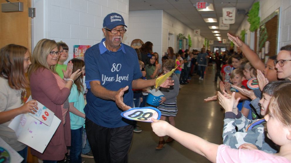 PHOTO: School janitor Mr. Haze celebrated his 80th birthday party at Pike County Elementary School.