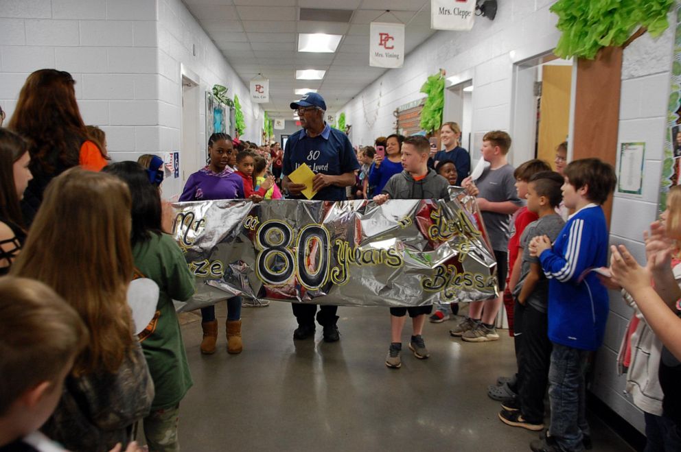 PHOTO: School janitor Mr. Haze celebrated his 80th birthday party at Pike County Elementary School.