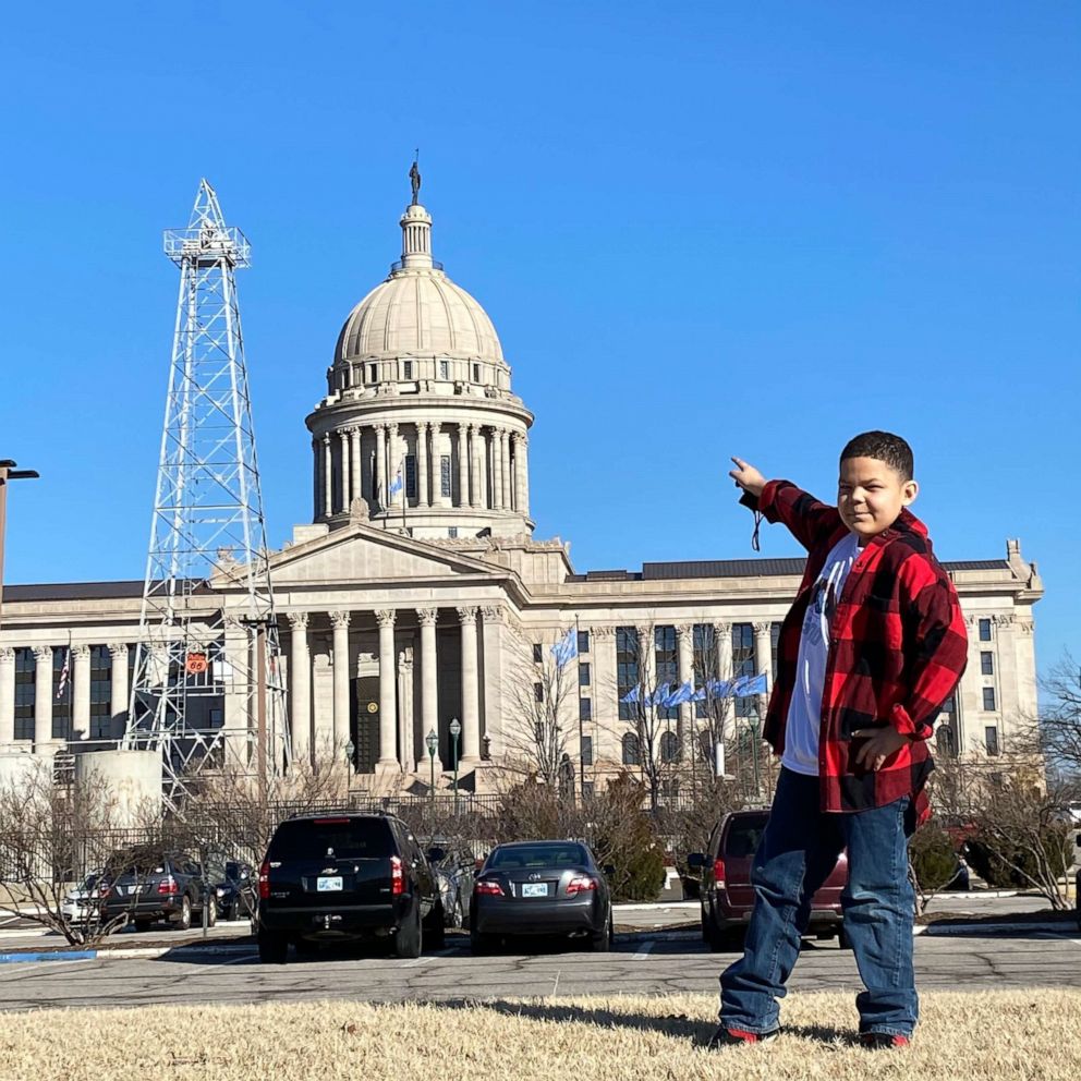 PHOTO: Elijah Mays, 9, was adopted in January 2021 by Mandi and Jon Mays of Oklahoma City, Oklahoma. The Mays family had been fostering Elijah since 2016.