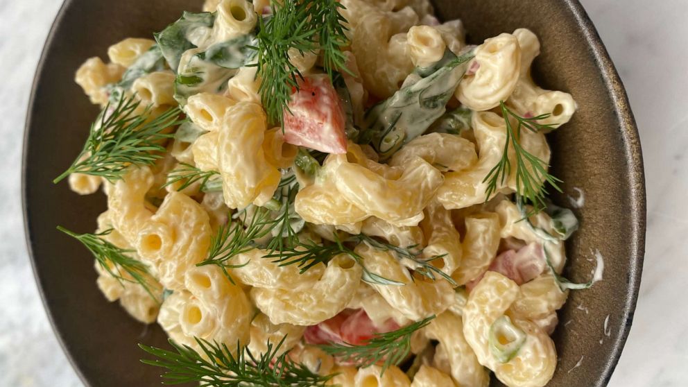 PHOTO: Chef Alex Guarnaschelli's classic homemade macaroni salad topped with fresh dill.