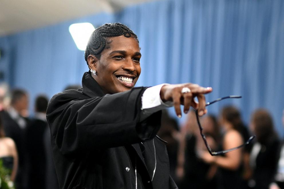 US rapper A$AP Rocky arrives for the 2025 Met Gala on May 5, 2025, in New York.