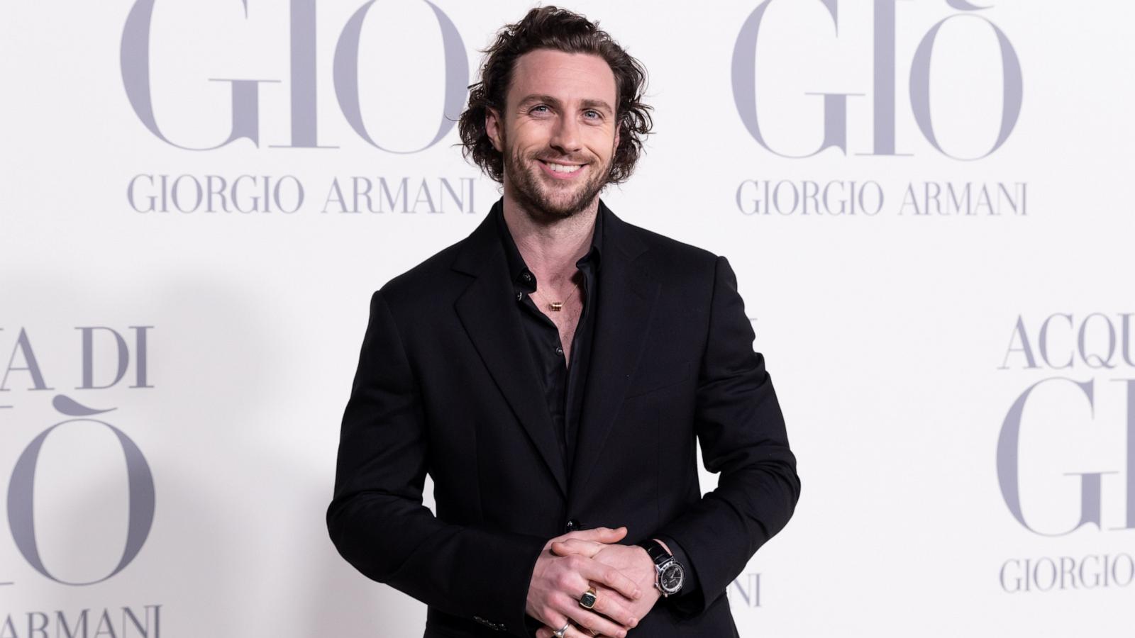 PHOTO: Aaron Taylor-Johnson attends the Madrid photocall for "ACQUA DI GIO" by Giorgio Armani in Madrid, Spain, March 07, 2024.