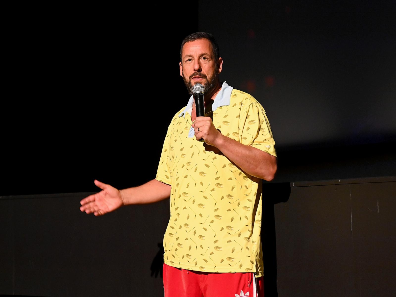 PHOTO: Adam Sandler speaks during the Adam Sandler: Love You Netflix NY Special Screening at The Paris Theatre in New York City, Aug. 20, 2024.