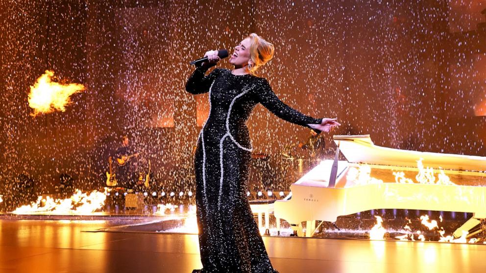 PHOTO: Adele performs onstage during "Weekends with Adele" at The Colosseum at Caesars Palace in Las Vegas, Jan. 26, 2024.