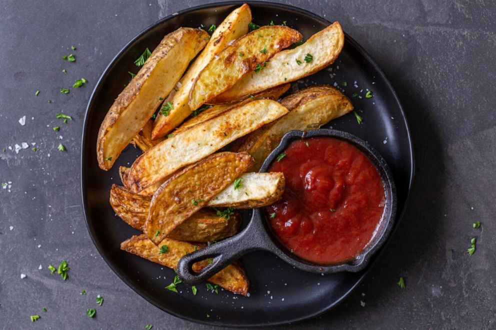 PHOTO: Potato wedges cooked in an air fryer.