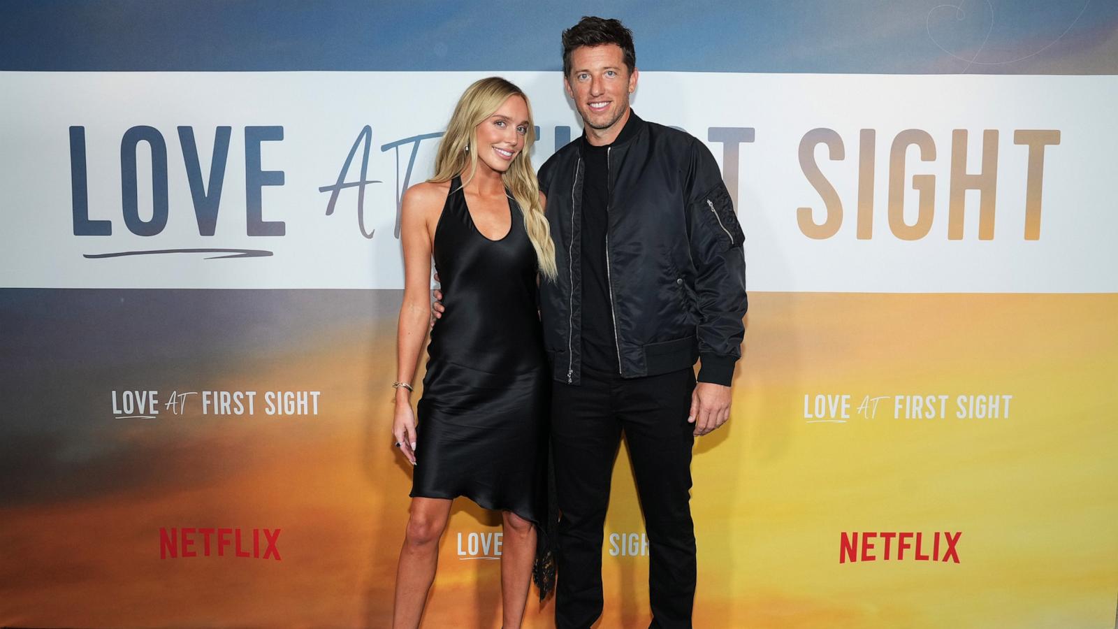 Alexandra Cooper and Matt Kaplan attend the Love at First Sight NY fan screening on September 13, 2023 in New York City.