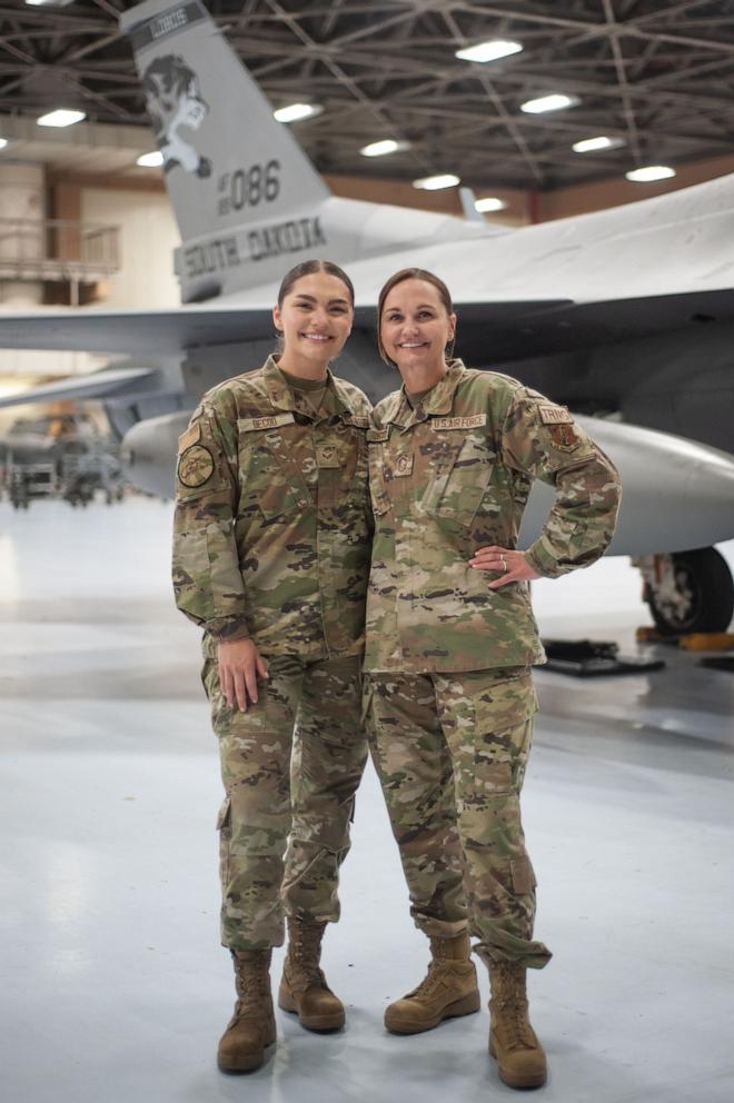 PHOTO: Senior Airman Jenaka DeCou is on her first deployment, alongside her mom Senior Master Sergeant Jennifer DeCou, who has been in the U.S. Air Force for the past 26 years.