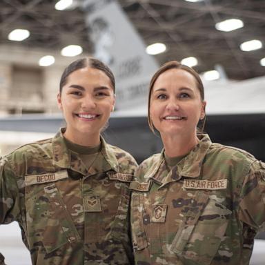PHOTO: Senior Master Sergeant Jennifer DeCou, 44, and her daughter, Senior Airman Jenaka DeCou, 21, both serve in the Air National Guard and are currently deployed together in Japan.