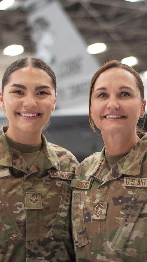 Senior Master Sgt. Jennifer DeCou and Senior Airman Jenaka DeCou are deployed together in the South Dakota Air National Guard.