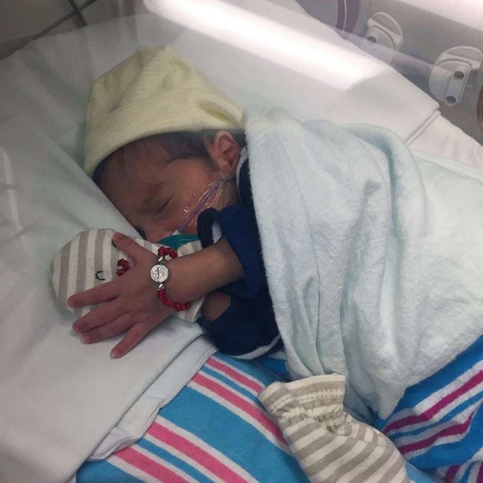 PHOTO: Angel in the newborn intensive care unit after he was born prematurely on January 4, 2019.

