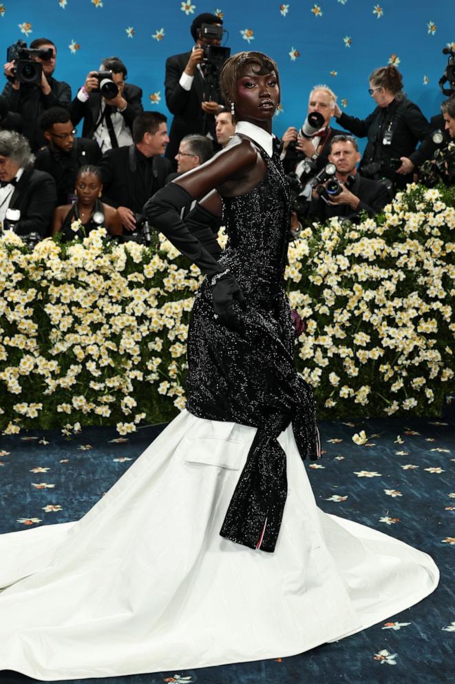 Anok Yai attends the 2025 Met Gala Celebrating "Superfine: Tailoring Black Style" on May 05, 2025 in New York City.