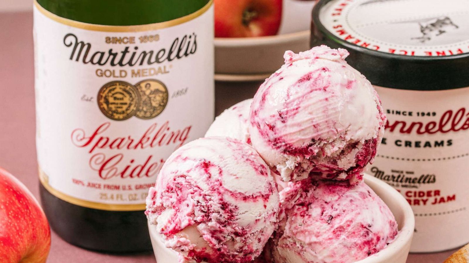 PHOTO: Martinelli's and McConnell's apple cider cranberry jam ice cream.