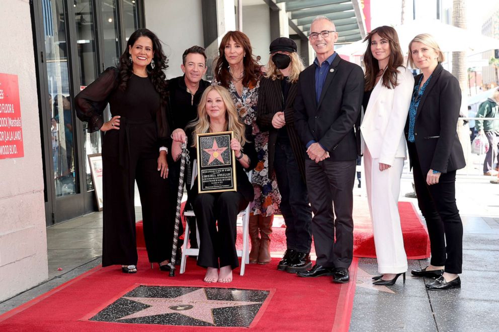 PHOTO: Christina Applegate in front of her star during her Hollywood Walk of Fame Ceremony at Hollywood Walk Of Fame, Nov. 14, 2022, in Los Angeles.