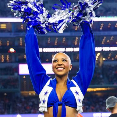 PHOTO: Dallas Cowboys cheerleader, Armani Latimer, performs during the first half against the Cincinnati Bengals, Dec.9, 2024.