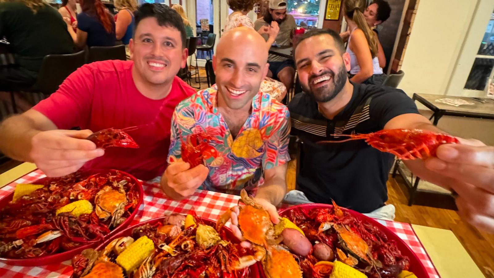PHOTO: ABC News' Ashan Singh enjoys some local crawfish in New Orleans.