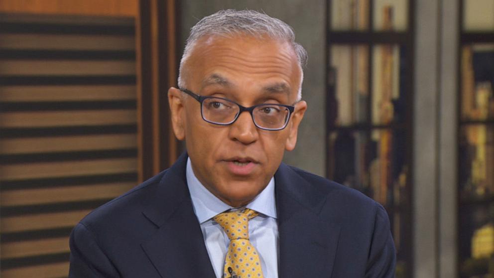 PHOTO: Dr. Ashish Jha, former White House COVID-19 response coordinator, speaks about the hantavirus on "Good Morning America" on May 8, 2026.