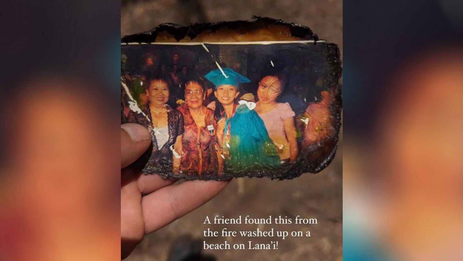 PHOTO: A photo showing Aubrey Vailoces at her high school graduation was found on a beach after her home on Maui was destroyed by wildfires.