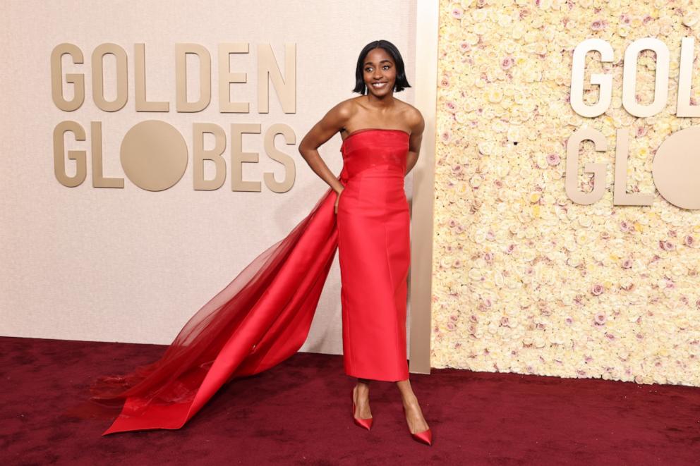 PHOTO: Ayo Edebiri attends the 81st Annual Golden Globe Awards at The Beverly Hilton, Jan. 7, 2024, in Beverly Hills, California.