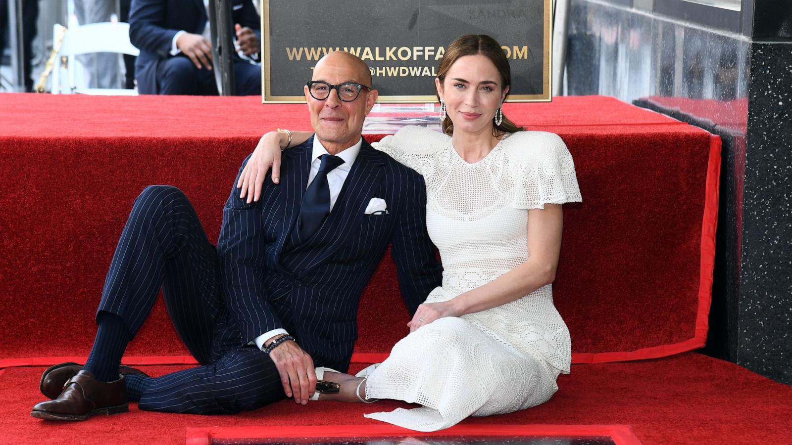 PHOTO: Honorees Stanley Tucci and Emily Blunt attend the Hollywood Walk of Fame Star Ceremony celebrating Emily Blunt and Stanley Tucci in Hollywood, California on April 30, 2026.